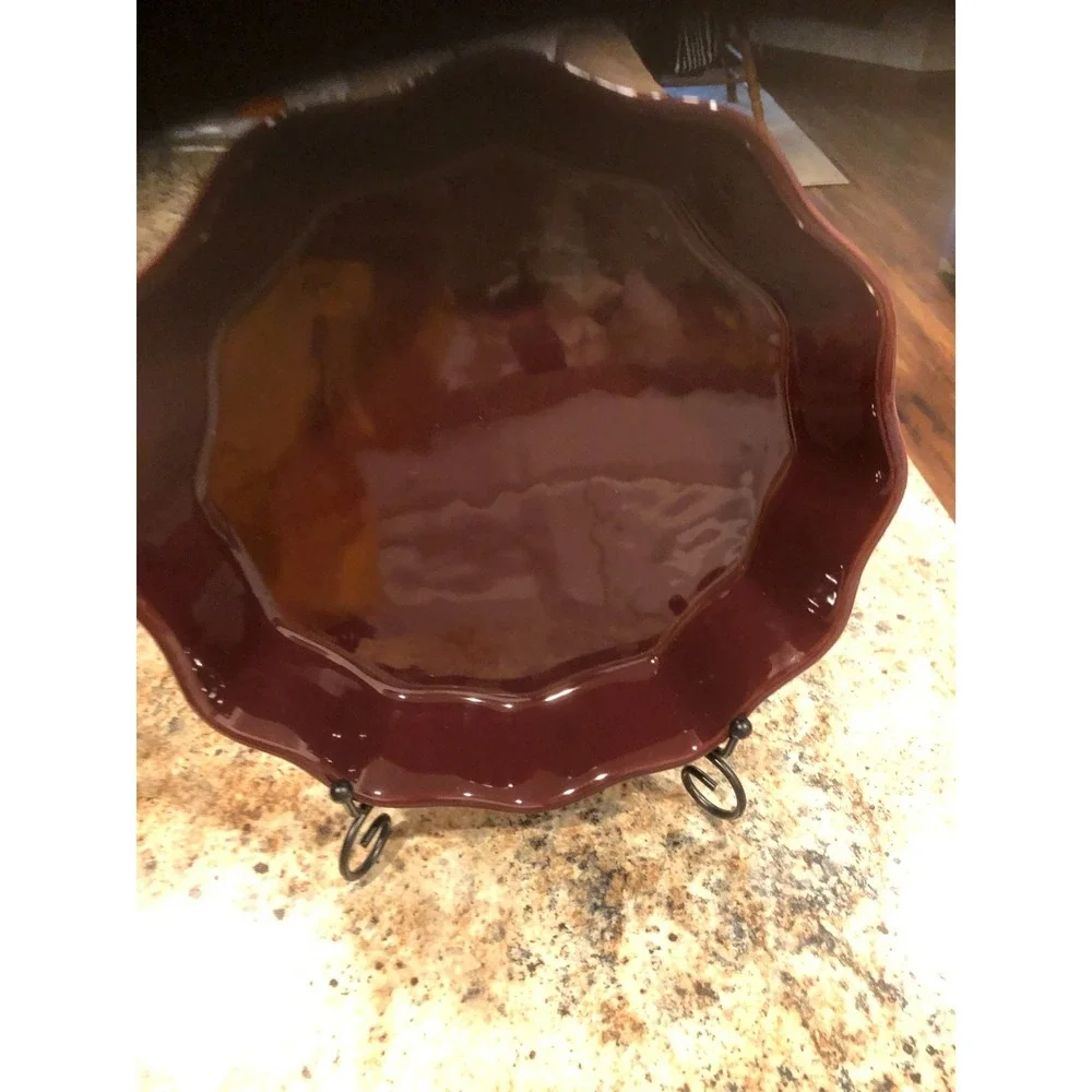Vintage Wine Colored Scalloped Edge Pie Plate 9.5